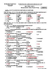Đề kiểm tra chất lượng học kỳ II môn Tiếng Anh Lớp 10 - Đề 169 - Năm học 2017-2018 - Sở giáo dục và đào tạo Thái Bình (Có đáp án)